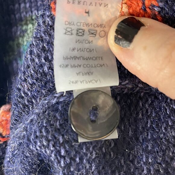 Peruvian Connection Blue Duster Alpaca Blend Cardigan Sweater Womens SIZE MEDIUM - Picture 13 of 13